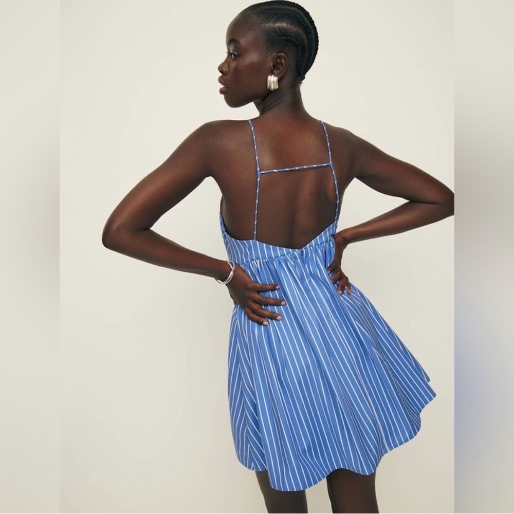 Reformation Blue & White Striped Mini Sundress